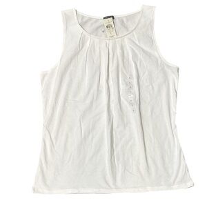 Ann Taylor White Ruched Sleeveless Tank